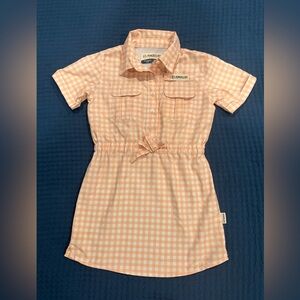 Toddler Girl Magellan Peach gingham Dress size 3T good condition